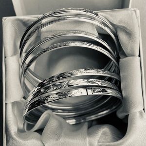 Seven Sterling Silver Bangle Bracelets - NEW